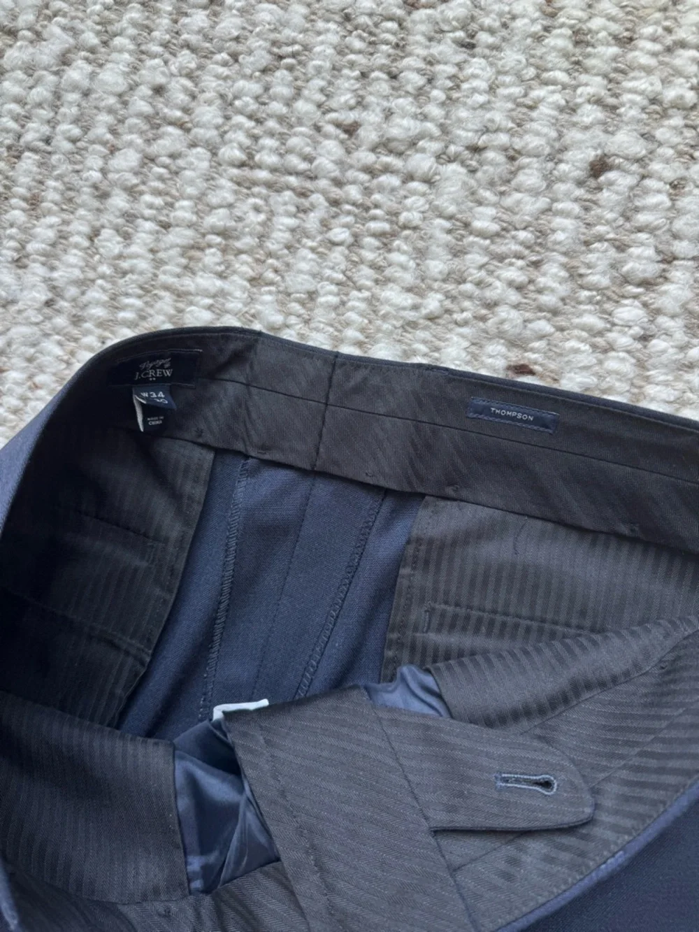 J.Crew Thompson 34x30 Navy 100% Wool Suit Pants Mens Dress Trousers Tailored Fit
